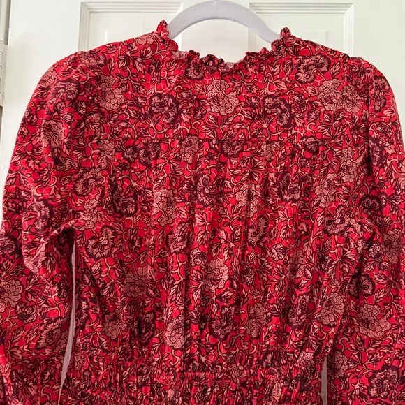 Ulla Johnson Mini Ruffle Liv Red Floral Dress | size 0 - Picture 7 of 10